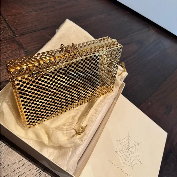 SOLD! Charlotte Olympia Gold Clutch Bag - Picture 1 of 7